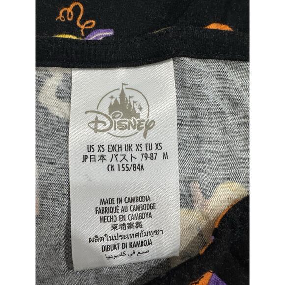 Disney Halloween T Shirt V Neck Tie Front Mickey Mouse Pumpkins Ghosts - Picture 5 of 5